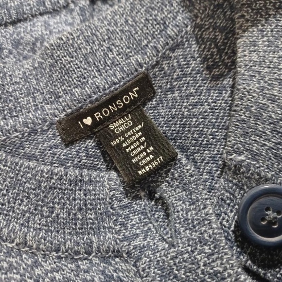 I HEART RONSON Heather Blue Cotton Knit Peplum Cardigan - Picture 6 of 6